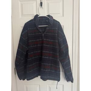 Van Heusen Quarter Zip Fair Isle Fleece Pullover Sweatshirt Sz: Medium